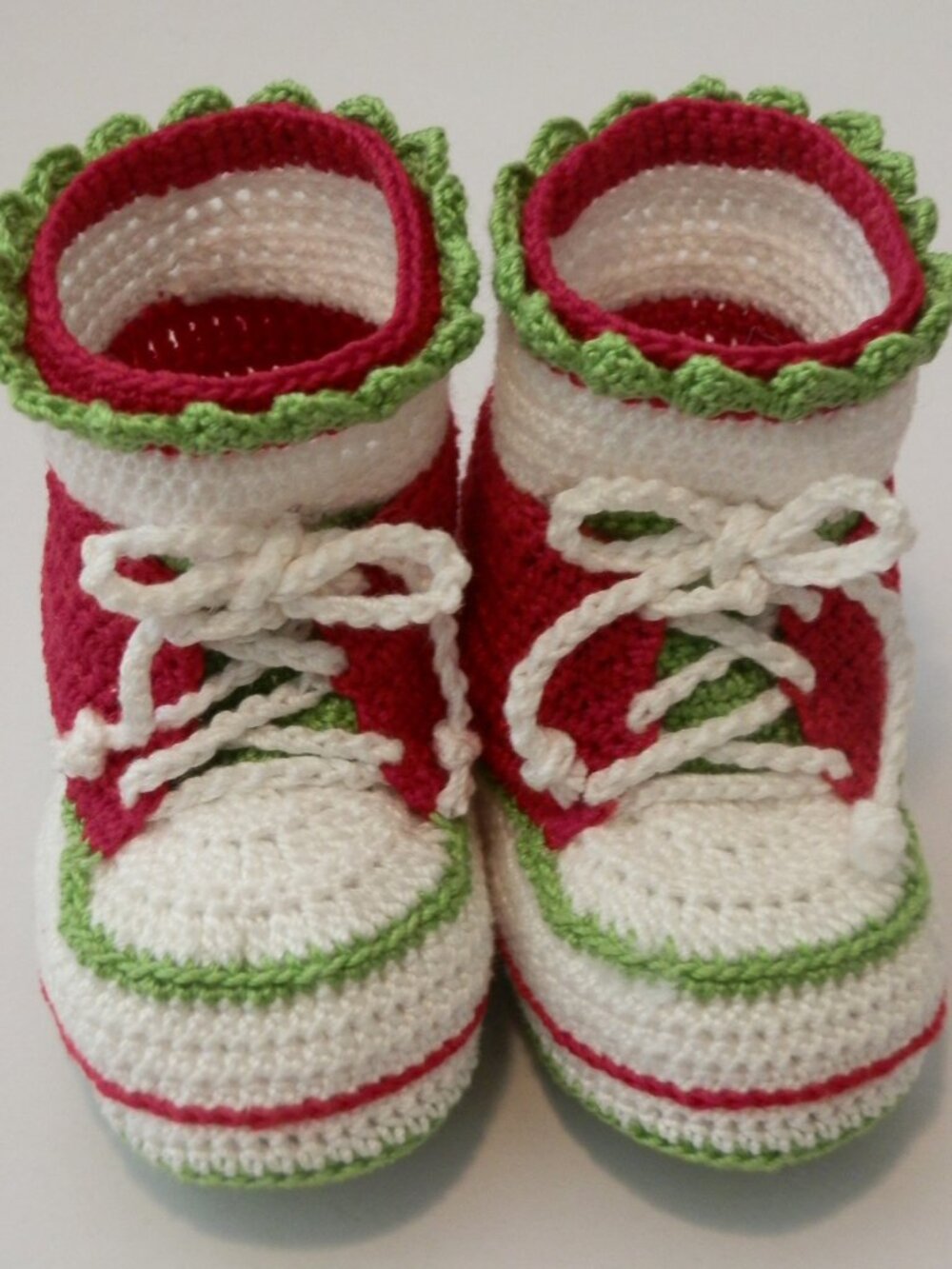 Hi-Top Tennis Shoes with attached Sock Thread Crochet Newborn